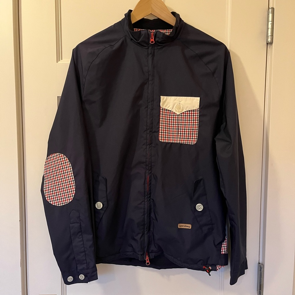 Supremebeing • Navy Gingham Detail Windbreaker Jacket • Women’s Small